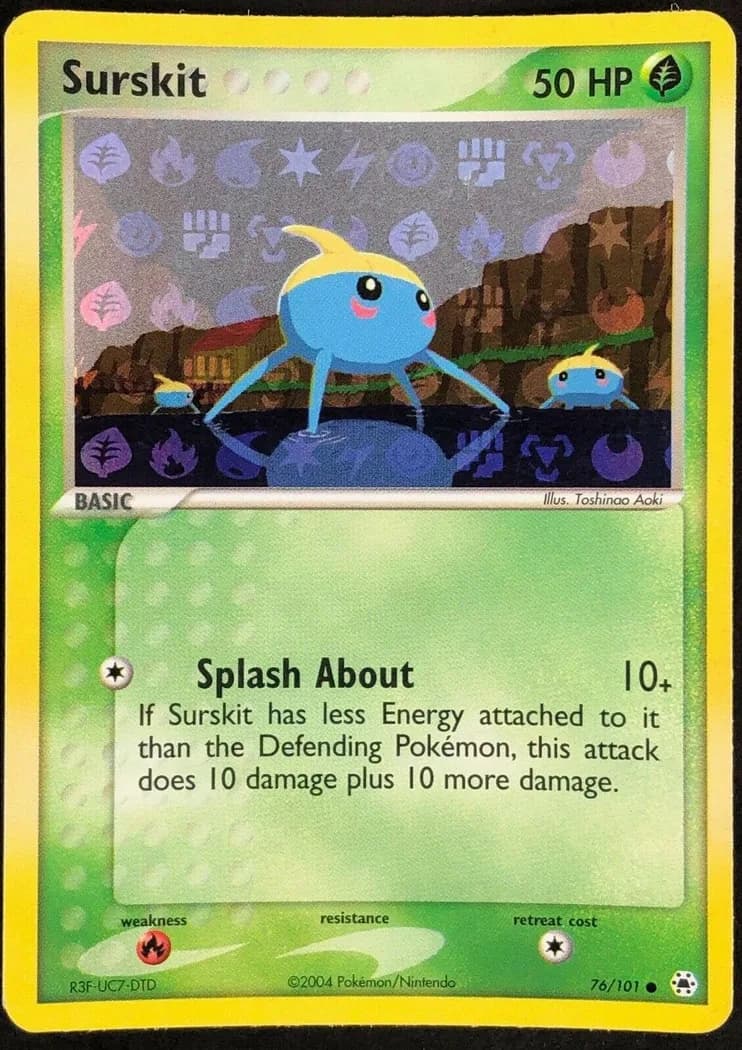 Surskit reverse holo card front, EX Hidden Legends 76/101