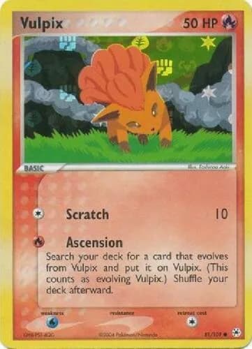 Vulpix reverse holo card front, EX Hidden Legends 81/101