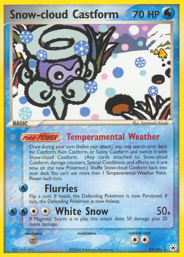 Snow-cloud Castform card front, EX Hidden Legends 25/101