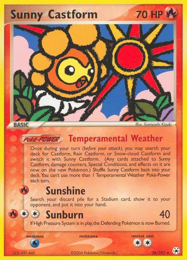 Sunny Castform card front, EX Hidden Legends 26/101