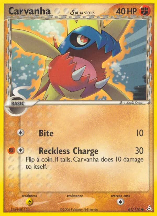 Carvanha δ card front, EX Holon Phantoms 61/110