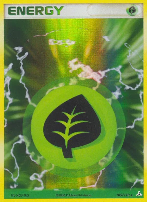 Grass Energy card front, EX Holon Phantoms 105/110