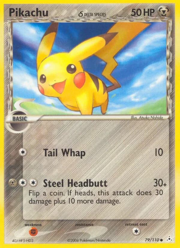 EX Holon Phantoms Pikachu delta species card front, 79/110