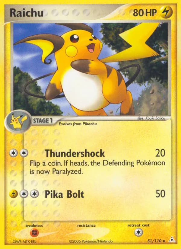 Raichu card front, EX Holon Phantoms 51/110