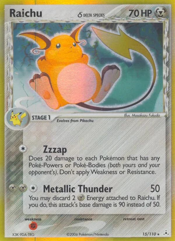 Raichu δ card front, EX Holon Phantoms 15/110