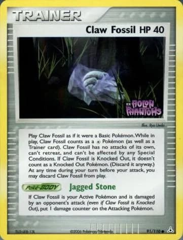 Claw Fossil reverse holo card front, EX Holon Phantoms 91/110
