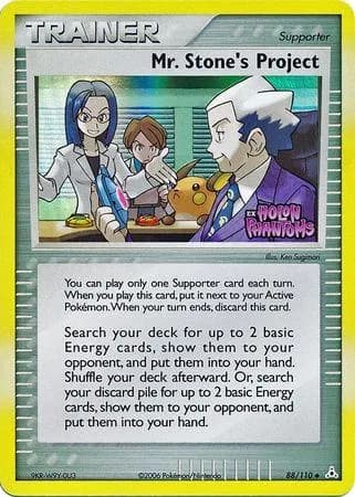 Mr. Stone's Project reverse holo card front, EX Holon Phantoms 88/110