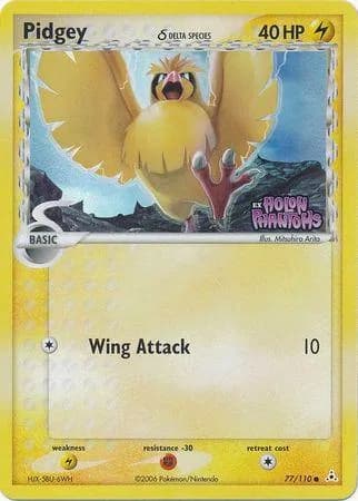 Pidgey δ reverse holo card front, EX Holon Phantoms 77/110