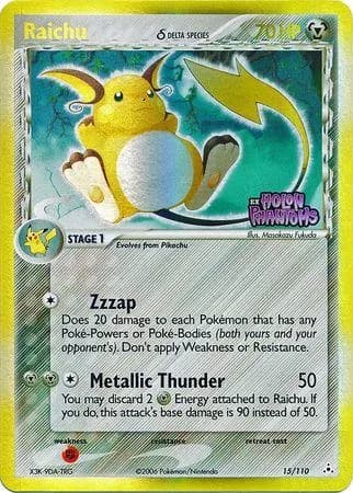 Raichu δ reverse holo card front, EX Holon Phantoms 15/110