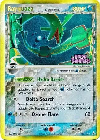 Rayquaza δ reverse holo card front, EX Holon Phantoms 16/110