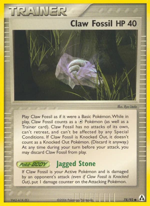 Claw Fossil card front, EX Legend Maker 78/92