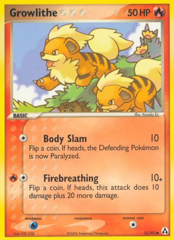 Growlithe card front, EX Legend Maker 55/92