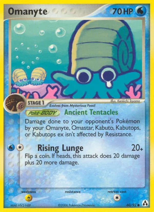 Omanyte card front, EX Legend Maker 60/92