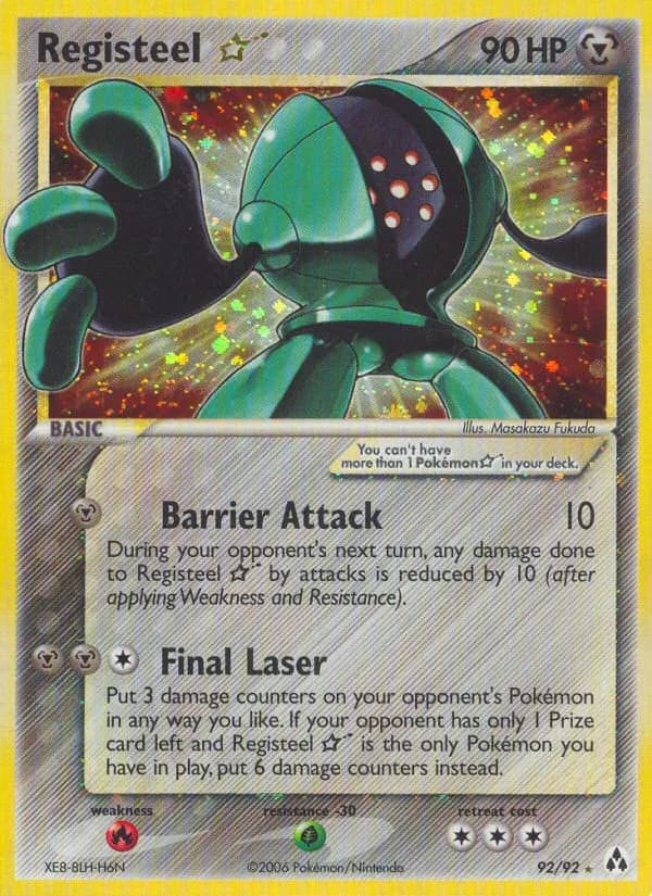 EX Legend Maker Registeel Star card front, 92/92