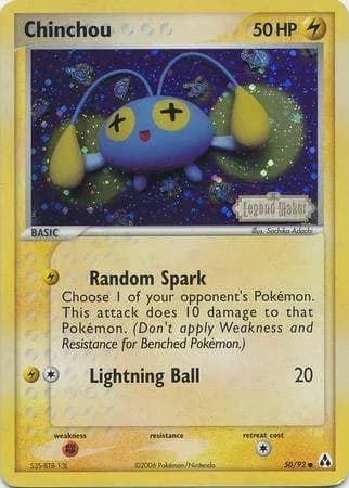 Chinchou reverse holo card front, EX Legend Maker 50/92