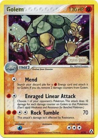 Golem reverse holo card front, EX Legend Maker 6/92
