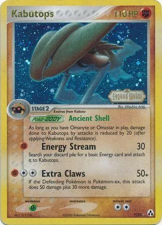 Kabutops reverse holo card front, EX Legend Maker 7/92