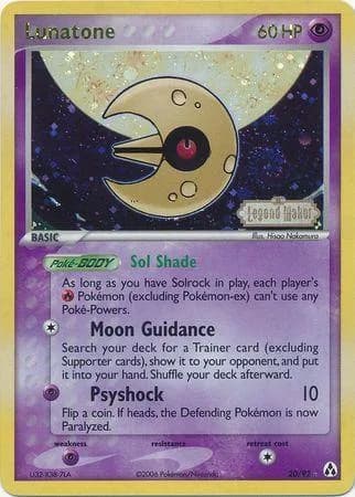 Lunatone reverse holo card front, EX Legend Maker 20/92