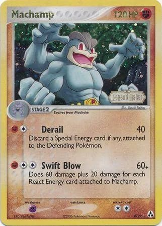 Machamp reverse holo card front, EX Legend Maker 9/92