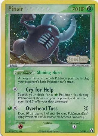 Pinsir reverse holo card front, EX Legend Maker 24/92