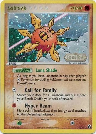 Solrock reverse holo card front, EX Legend Maker 25/92