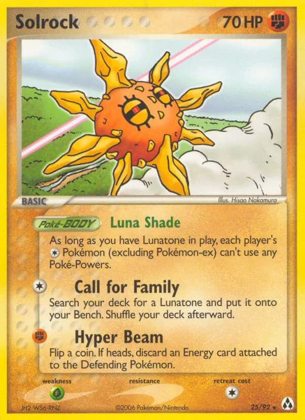 Solrock card front, EX Legend Maker 25/92