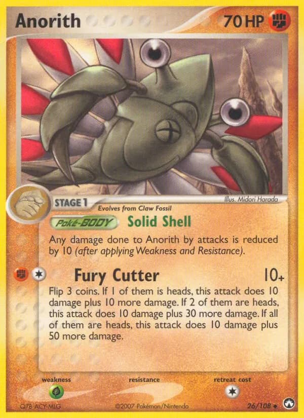 Anorith card front, EX Power Keepers 26/108