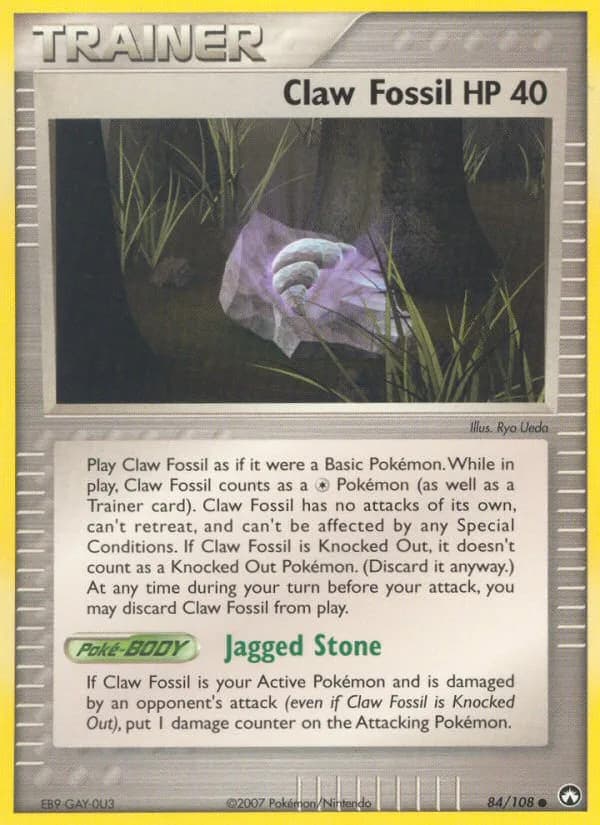 Claw Fossil card front, EX Power Keepers 84/108