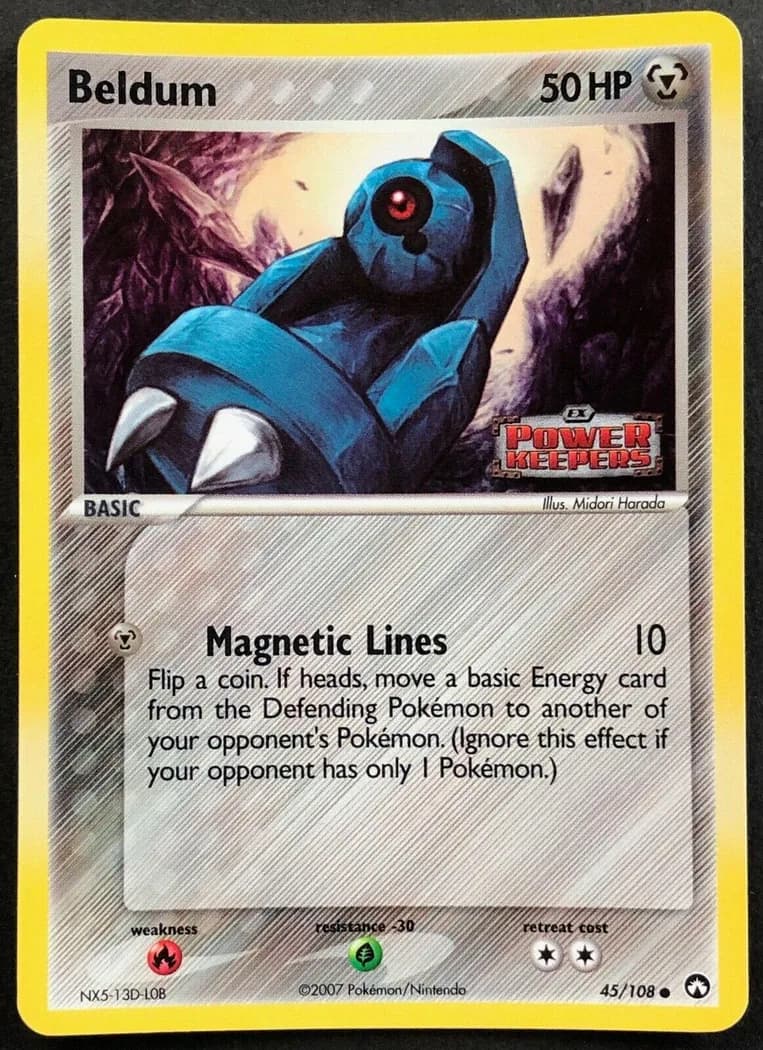 Beldum reverse holo card front, EX Power Keepers 45/108