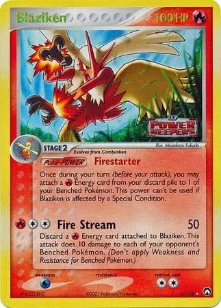 Blaziken reverse holo card front, EX Power Keepers 5/108