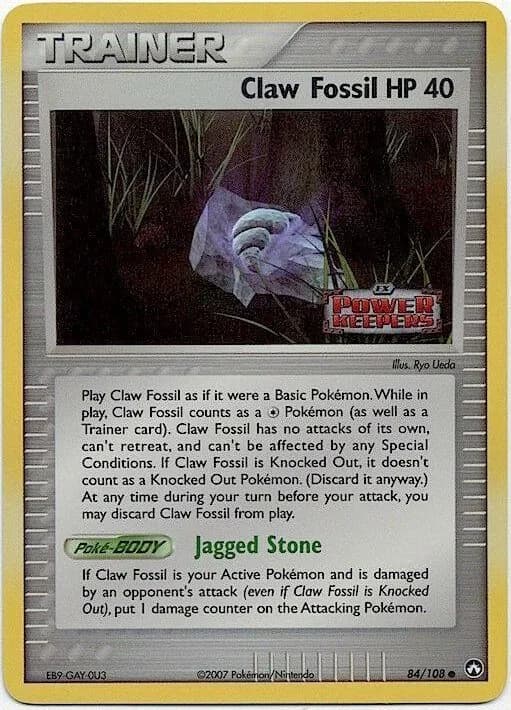 Claw Fossil reverse holo card front, EX Power Keepers 84/108