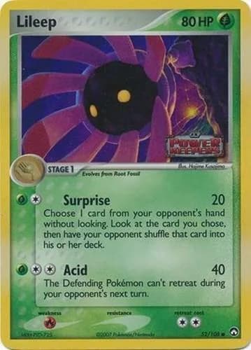 Lileep reverse holo card front, EX Power Keepers 52/108