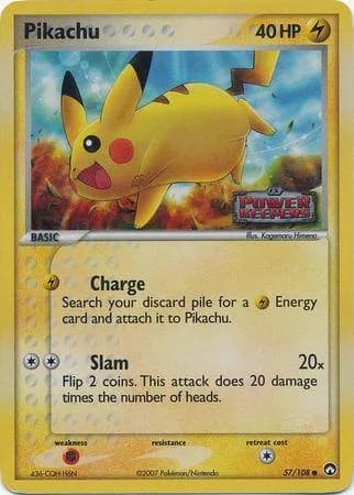 EX Power Keepers Pikachu reverse holo card front, 57/108