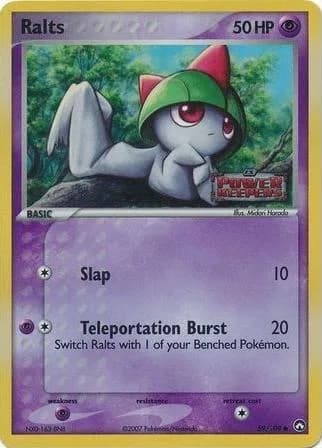 Ralts reverse holo card front, EX Power Keepers 59/108