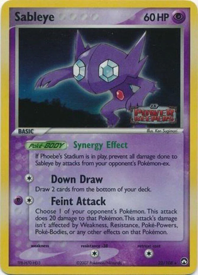 Sableye reverse holo card front, EX Power Keepers 22/108