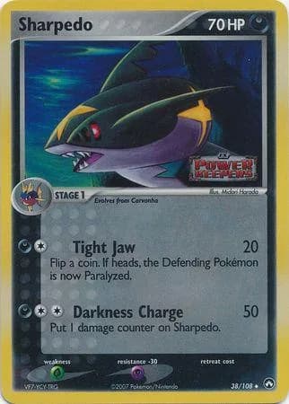 Sharpedo reverse holo card front, EX Power Keepers 38/108