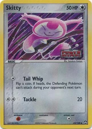 Skitty reverse holo card front, EX Power Keepers 62/108