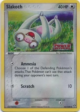 Slakoth reverse holo card front, EX Power Keepers 63/108