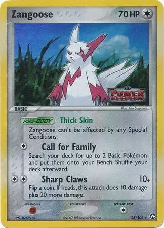 Zangoose reverse holo card front, EX Power Keepers 25/108