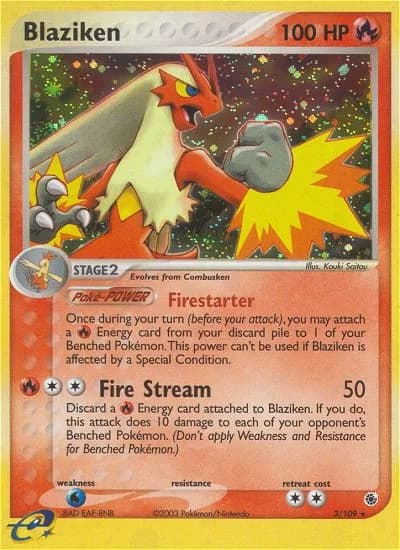 Blaziken card front, EX Ruby & Sapphire 3/109