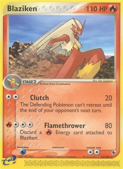 Blaziken card front, EX Ruby & Sapphire 15/109