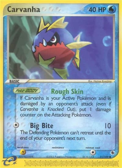 Carvanha card front, EX Ruby & Sapphire 51/109