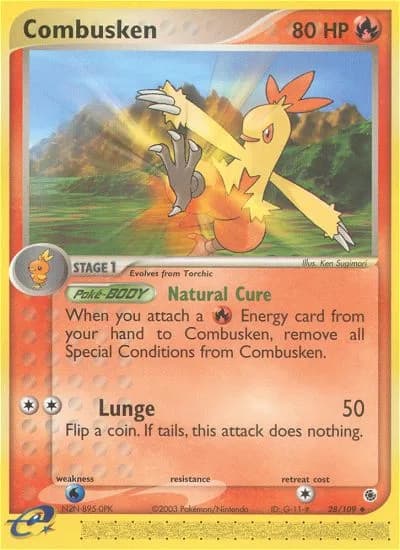 Combusken card front, EX Ruby & Sapphire 28/109