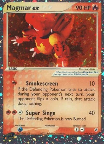 Magmar ex card front, EX Ruby & Sapphire 100/109