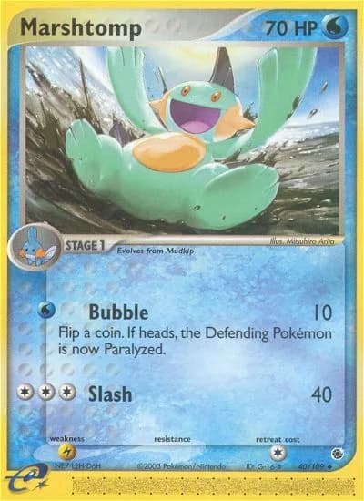 Marshtomp card front, EX Ruby & Sapphire 40/109