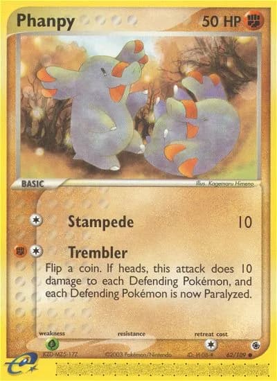 Phanpy card front, EX Ruby & Sapphire 62/109