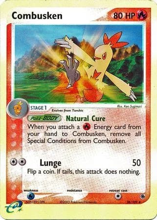 Combusken reverse holo card front, EX Ruby & Sapphire 28/109