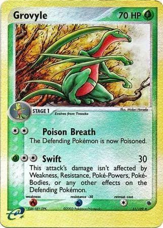 Grovyle reverse holo card front, EX Ruby & Sapphire 31/109