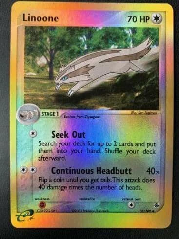 Linoone reverse holo card front, EX Ruby & Sapphire 38/109