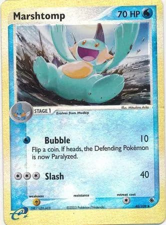 Marshtomp reverse holo card front, EX Ruby & Sapphire 40/109